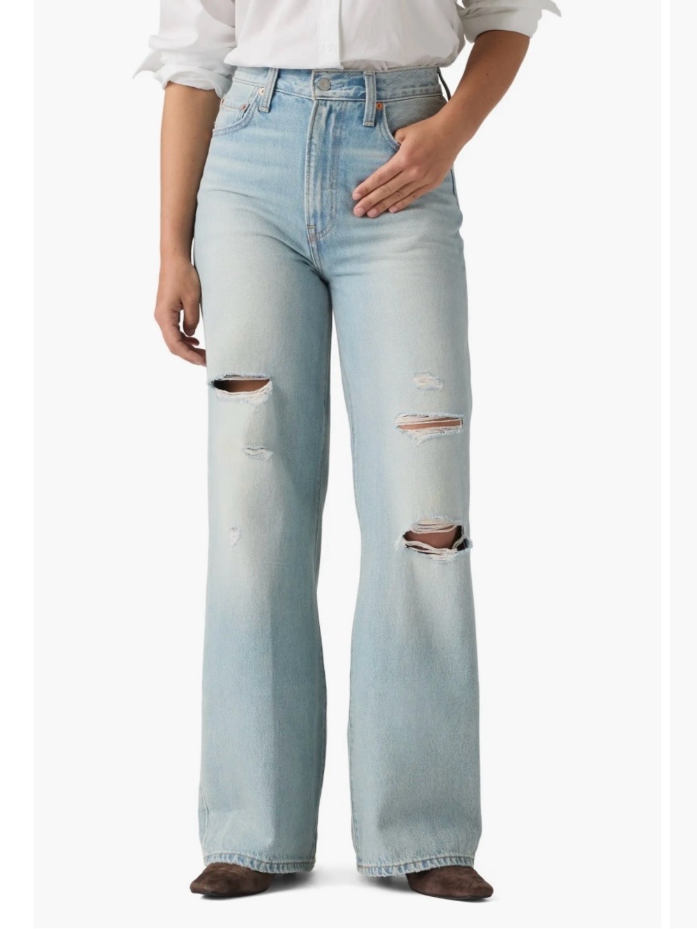 Levi's Ribcage Ripped High Waist Wide
Leg Jeans Waist 29